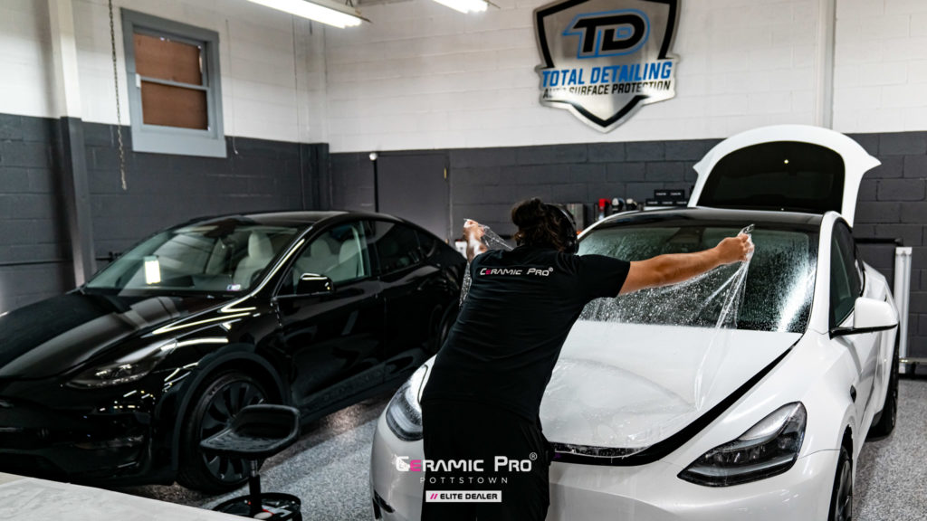 Paint Protection Film installed on Tesla Model Y At Total Detailing