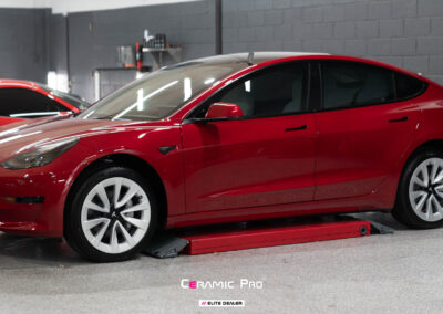 Red Tesla Model 3 – PPF, Ceramic Coating, Window Tint